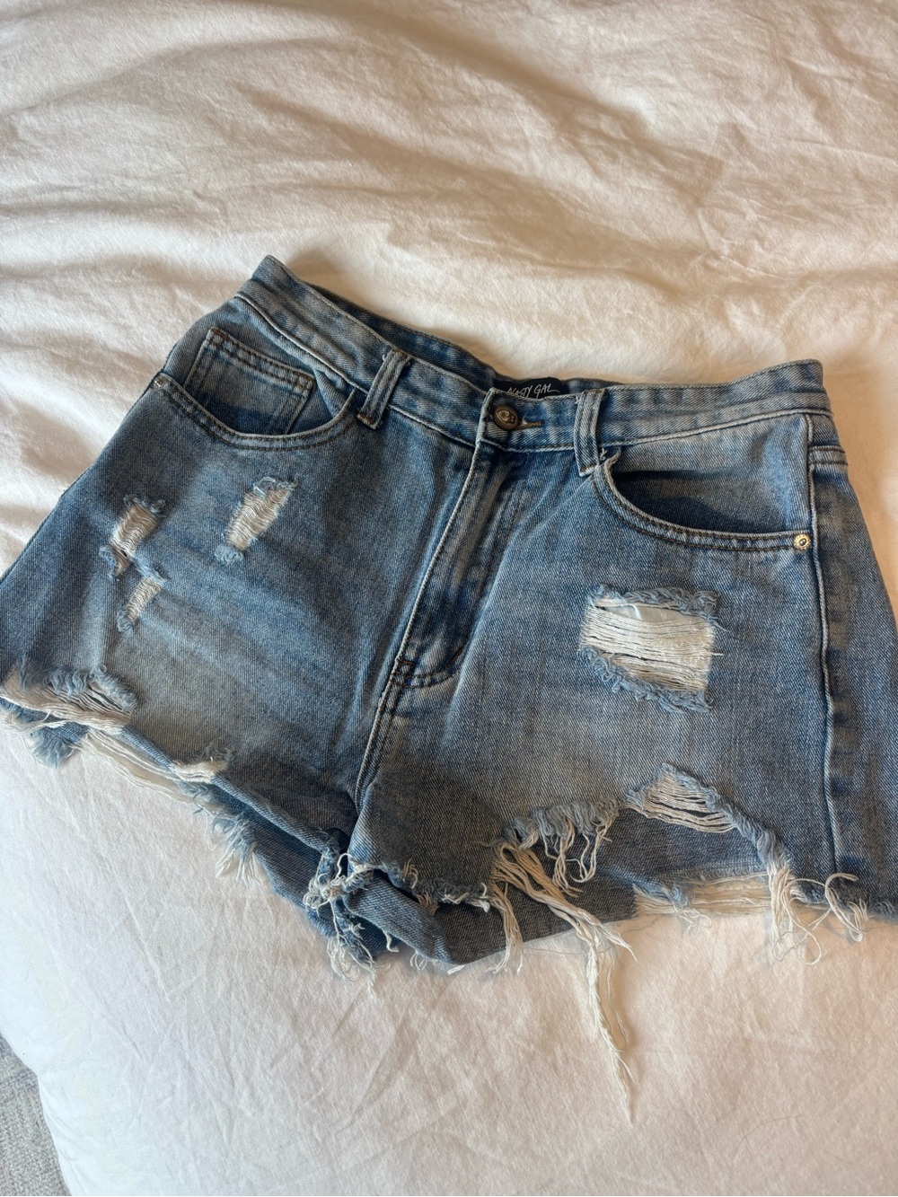 Nasty Gal Light Blue Distressed Denim Cutoff Shorts